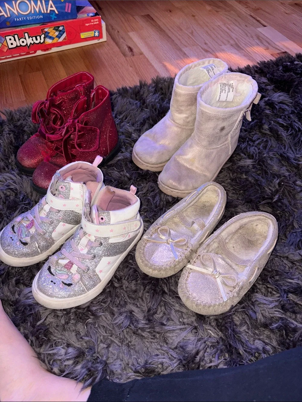 4 Pairs of Girls' Glitter Sparkly Kids Shoes - 9